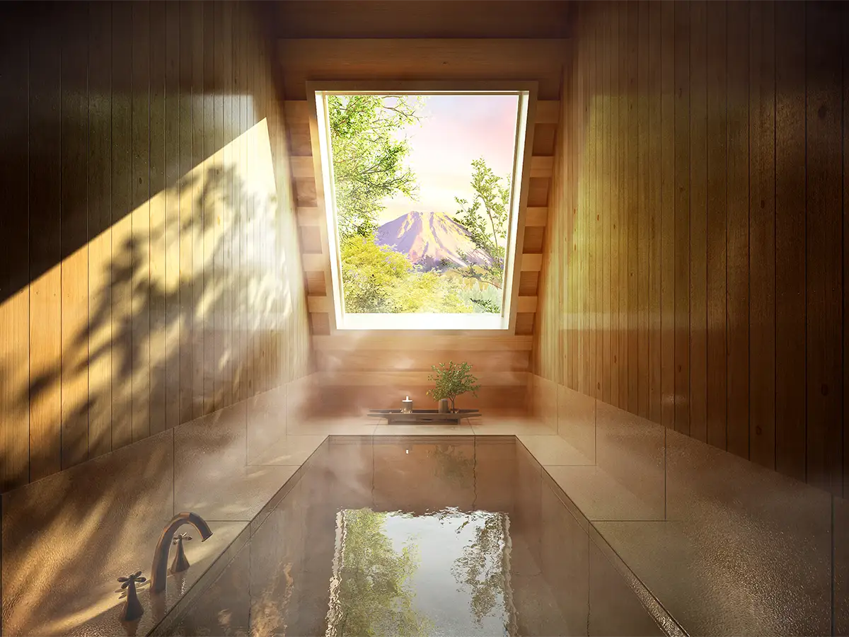 Mt. Fuji view from the bath room の画像